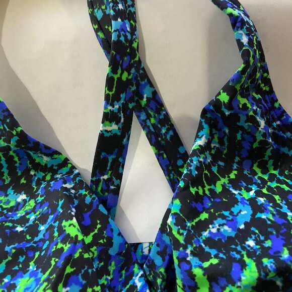Speedo One-Piece Swimsuit 8 blue green abstract medium coverage - Picture 3 of 7